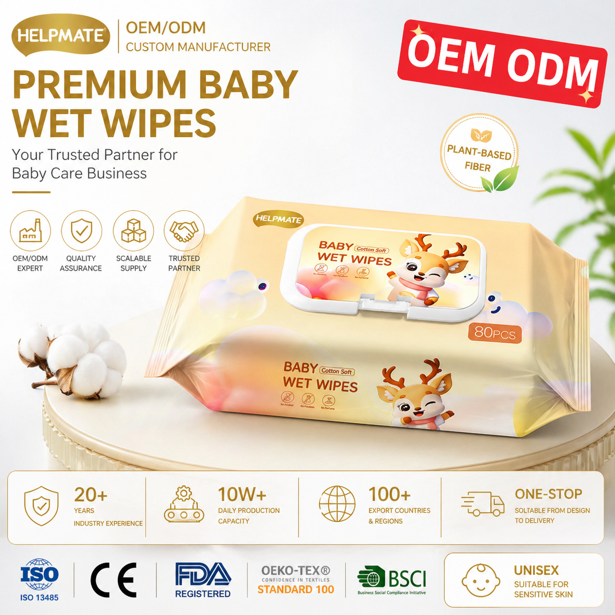 OEM ODMカスタム使い捨てベイビーウェットワイプ卸売